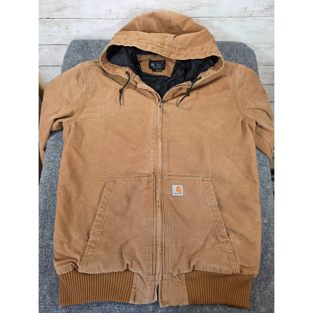 Carhartt J130 Duck Active Jacket Brown 3M Thinsulate L Tall Workwear Hoodie